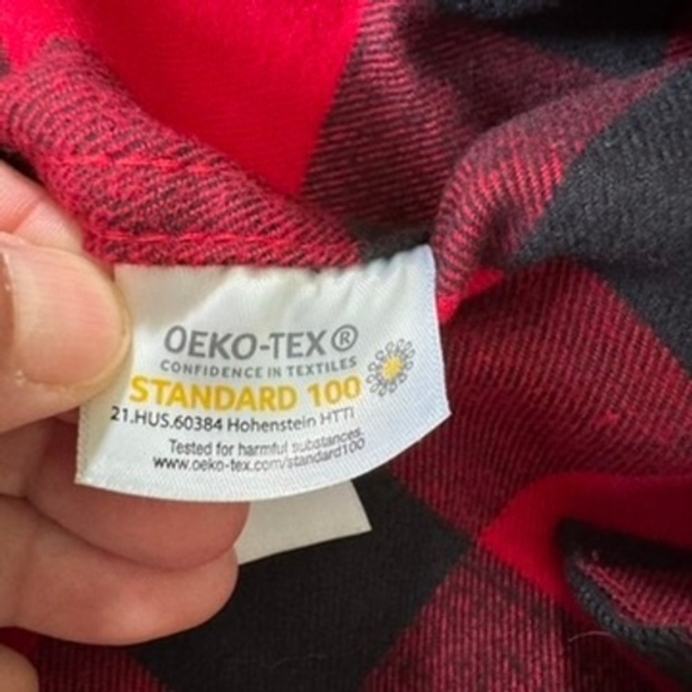 Lands End Flannel Shirt Mens L Buffalo Check Cotton Traditional Fit Red Black - Picture 8 of 11